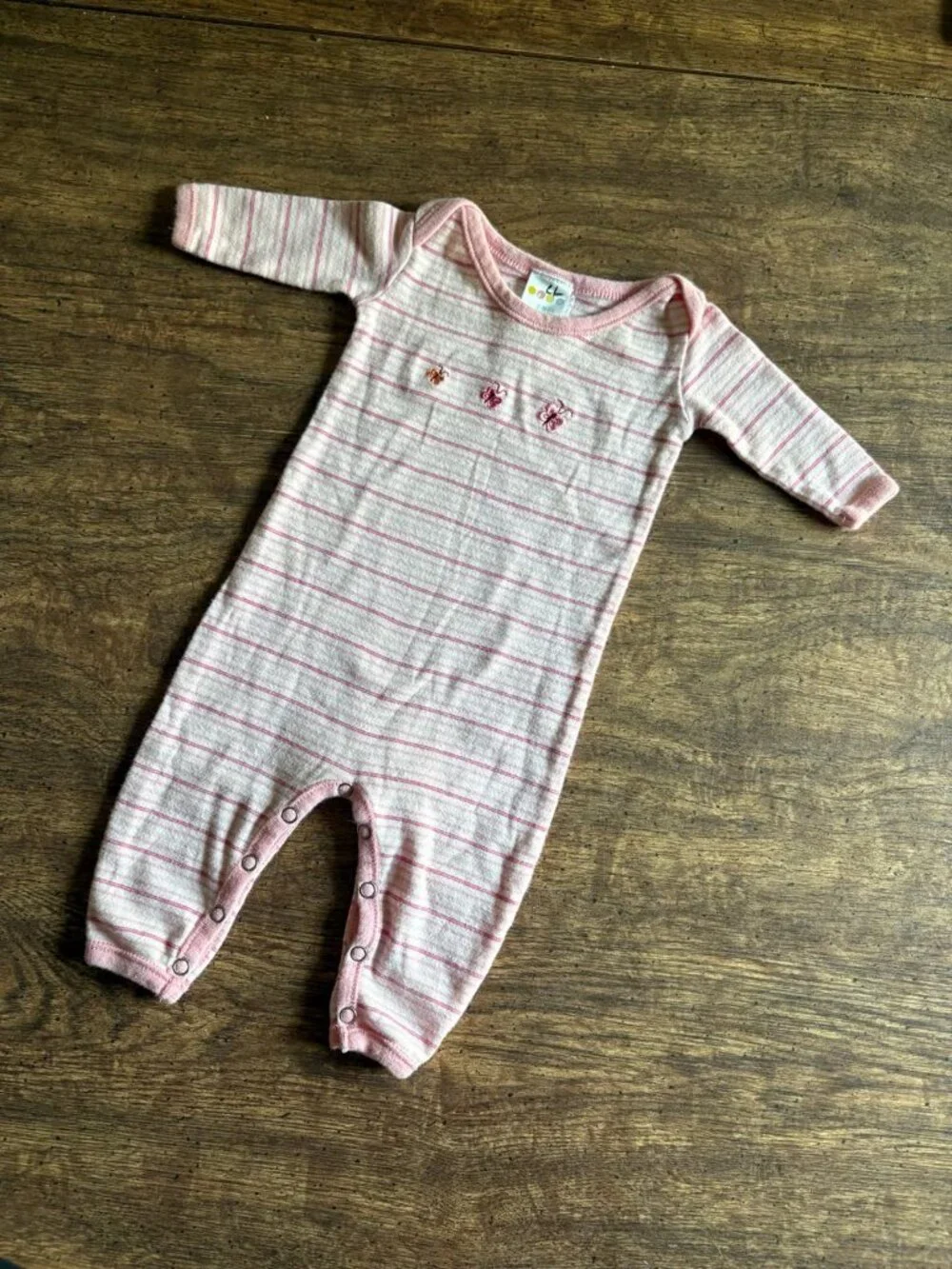 VINTAGE 1999 Gymboree 0-3 months striped embroidered pajamas